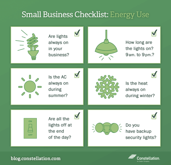 Small business checklist: energy use Small business checklist: energy use graphic