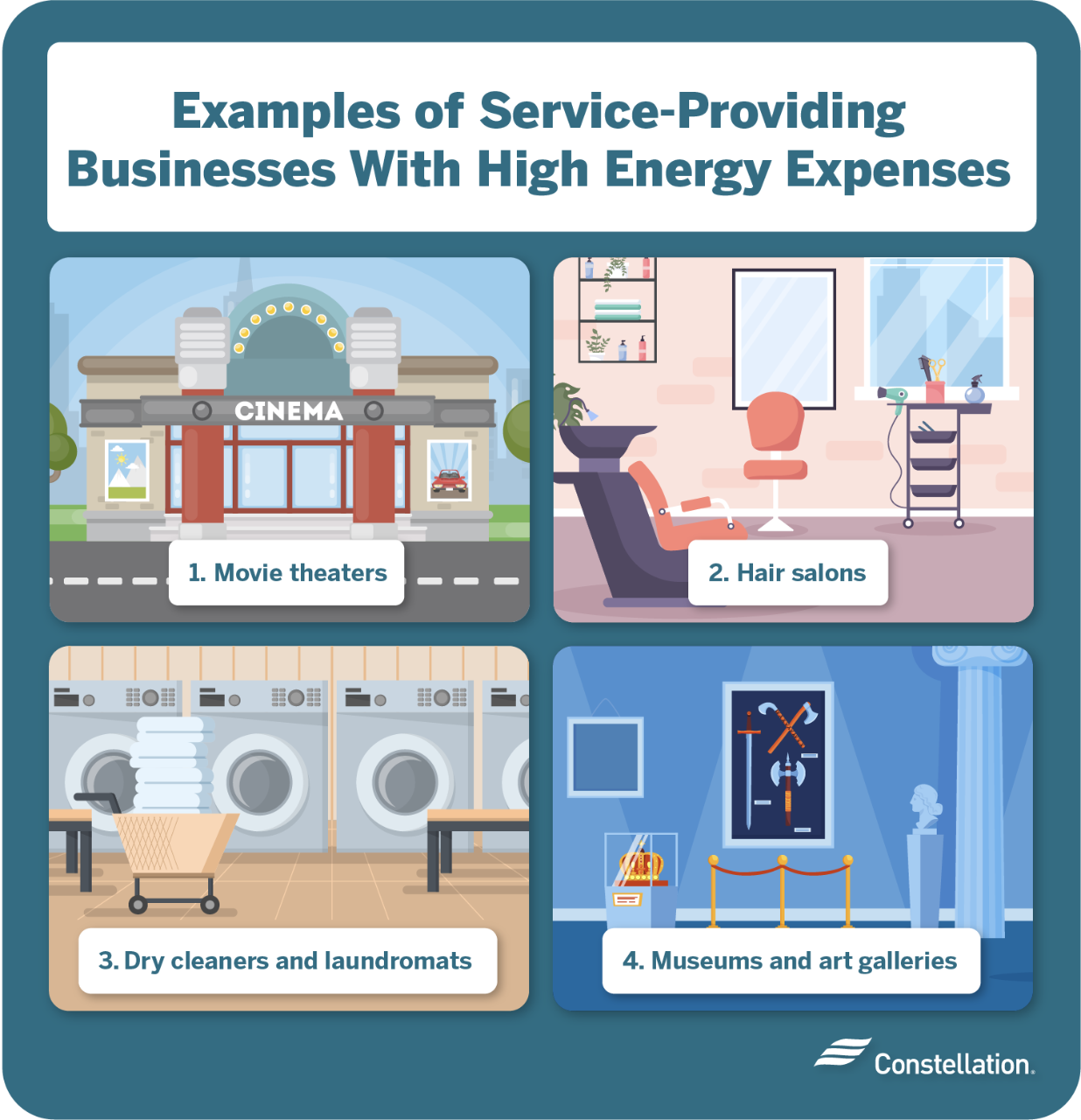Examples of service providing businesses consuming a lot of electricity.