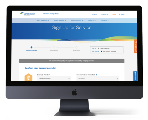 find the best energy plan with Constellation selecting energy plan on computer